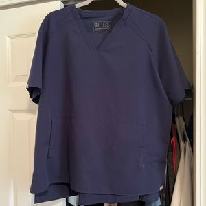 Figs Women's Navy V-Neck Medical Scrub Top